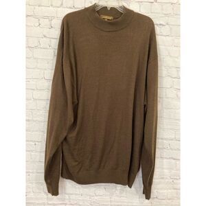 Andre Lanzino Mens Size 3XL Wool Blend Sweater Brown Long Sleeve Crewneck